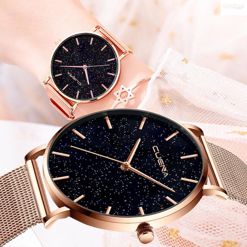 

Wristwatches Luxury Women Watches Starry Sky Female Clock Quartz Wristwatch Fashion Ladies Sports Dress Wrist Watch Relogio Feminino, Sliver black
