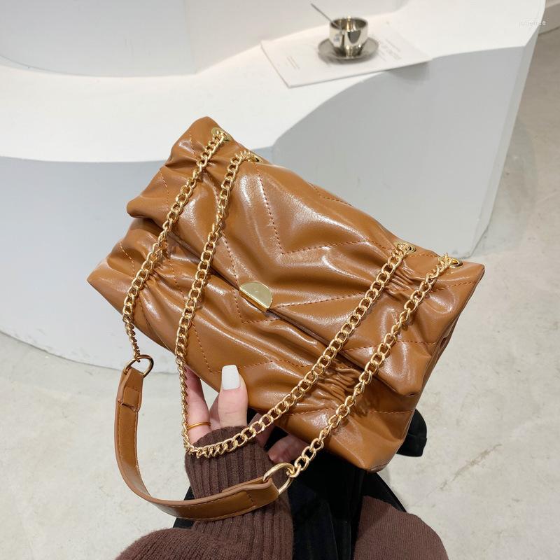 

Evening Bags Fashion Trend Folded Flap Bag For Women 2022 Solid Color Pu Female Handbag Spring Summer Design Woman Under-arm, Black