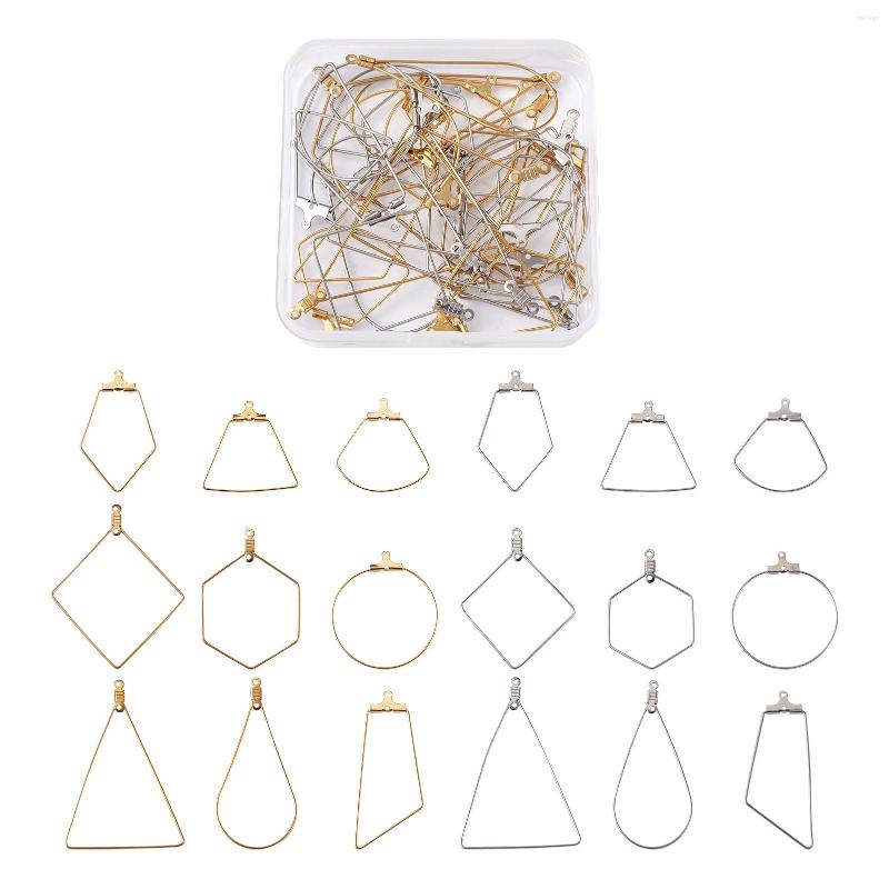 

Hoop Earrings 36pcs/Box Mixed Shapes Stainless Steel Wire Pendants Earring Findings For DIY Jewelry Making Accessories