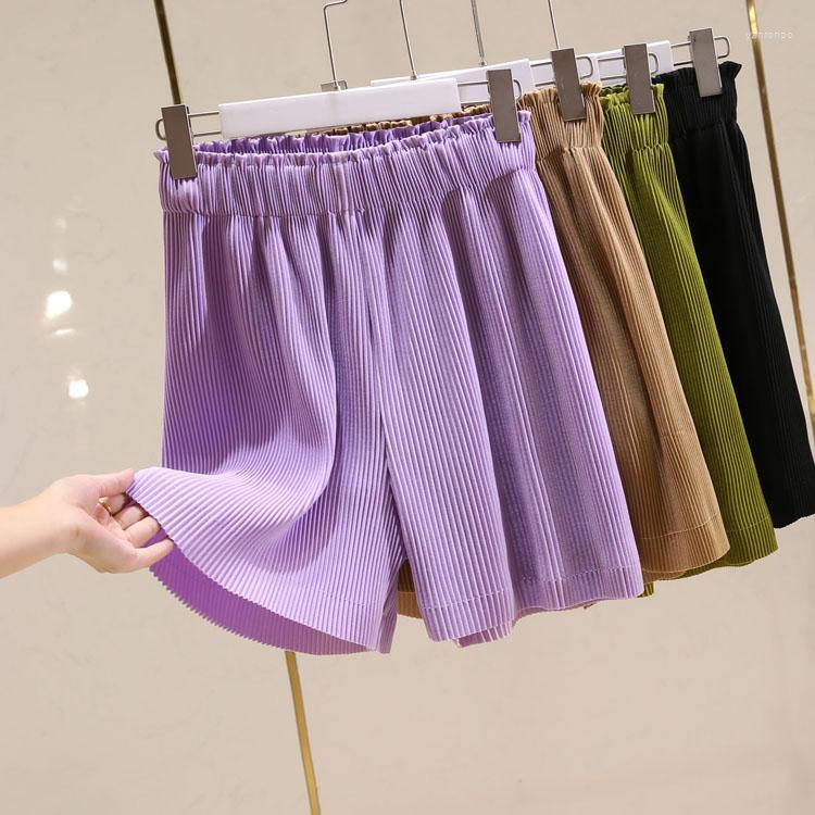 

Women's Shorts Women's Summer Leisure Bohemia Pleated Wide Leg With High Waist Female Korean Feminino 8 ColorsWomen's, Green