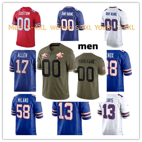 Football Jersey Custom 40 von Miller 17 Josh Allen 13 Gabe Davis 26 Devin Singletary 27 Tre'davious White 23 Micah Hyde 28 James Cook