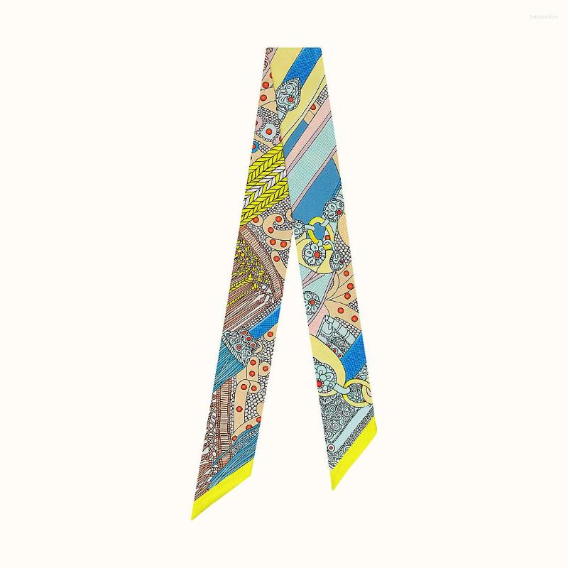 

Scarves Design Colored Jewelry Print Brand Skinny Twill Silk Women Bag Scarf Neckerchief Hijab Fashion Hair Warps