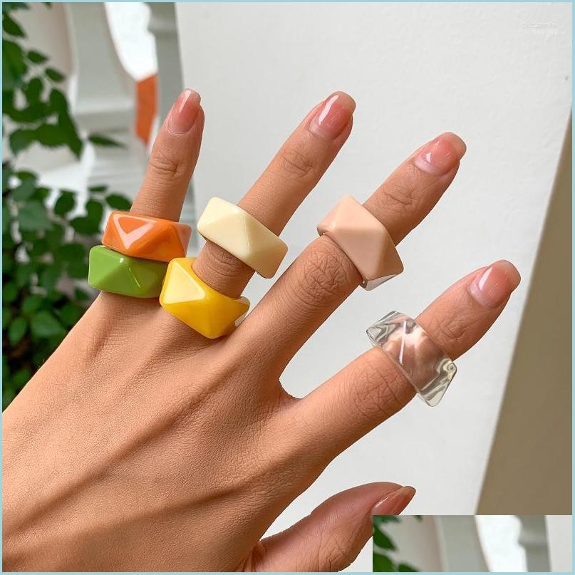 

Cluster Rings Cluster Rings Ingesight Z Transparent Acrylic Geometric Open Rainbow Colourf Resin Knuckle Finger For Women Girls 2022 Dhdk9
