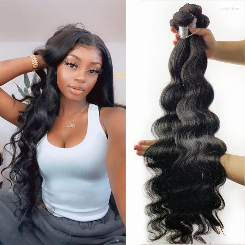 

Human Hair Bulks Fashow Body Wave 30 32 34 36 40 Inch Peruvian Bundles Remy Weaves Natural Color Extension