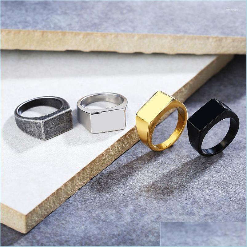 

Cluster Rings Cluster Rings Never Fade Punk Hip Hop Stainless Steel Black/Steel/Gold Ring For Men Women Korean Couple Simple Fashion Dhpty
