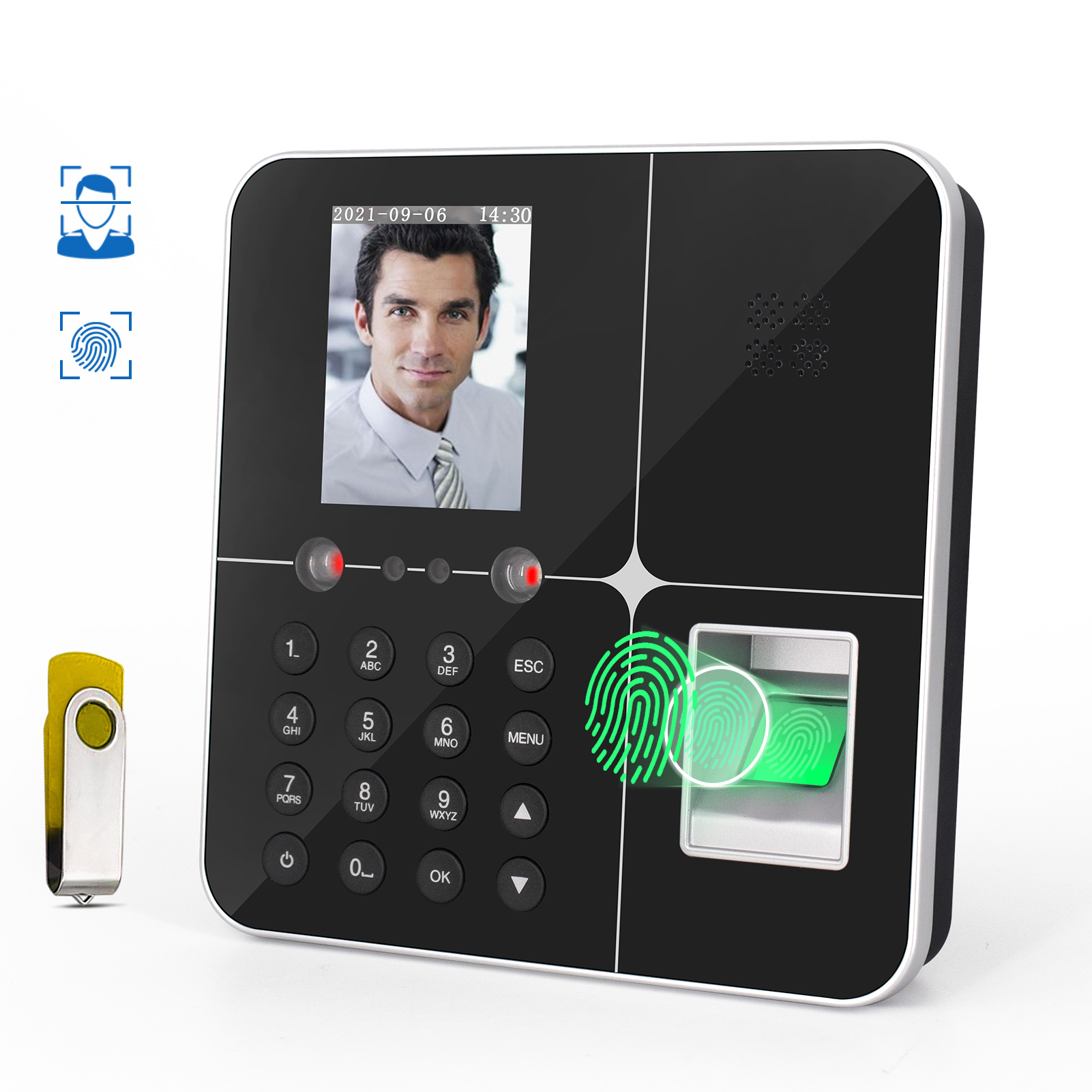 

Intelligent AttendanceMachine Face Fingerprint Password Recognition Mix Biometric TimeClock Employees Voice
