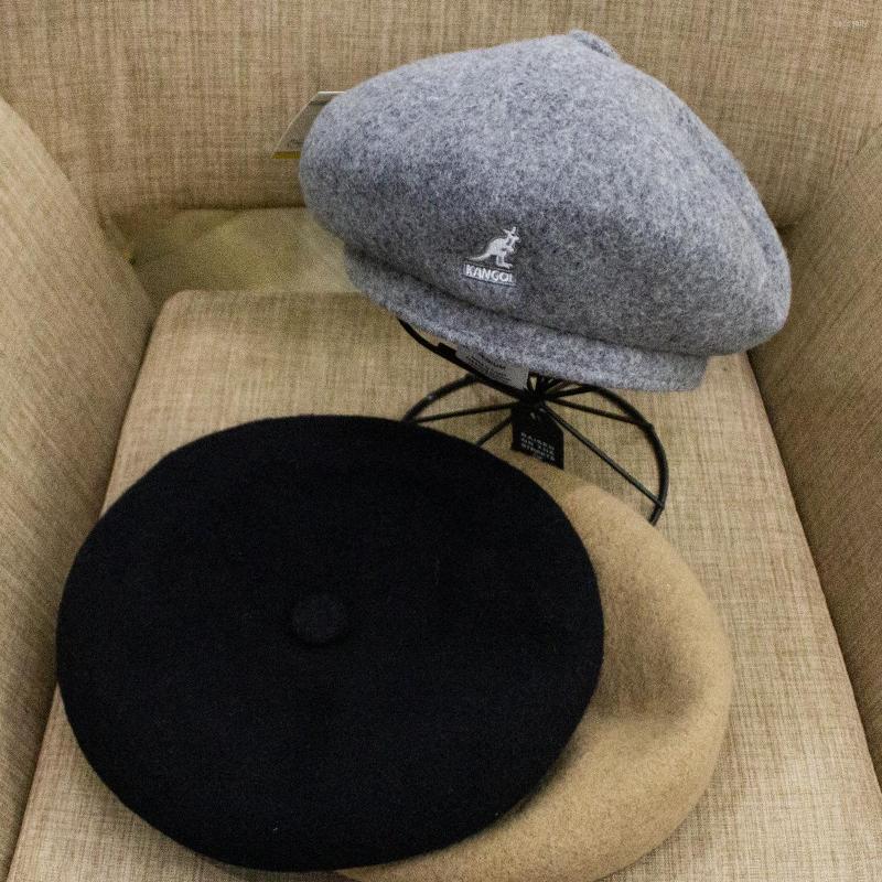 

Berets KANGOL Kangaroo Wool Beret Women's Autumn And Winter Retro Hepburn Elegant Painter's Hat Soft Warm Fashion, Black