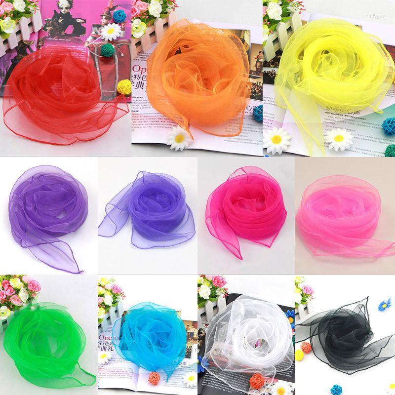 

Scarves Transparent Summer Scarf For Women Square Solid Color Head Wear Thin Chiffon Neck Shawl Beach Vacation Accessories 70cm