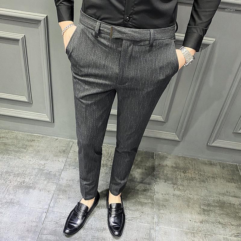

Men's Suits 2022 Spring Summer Business Dress Pants Men Office Social Formal Suit Casual Streetwear Wedding Trousers Pantalon D135, Dark gray