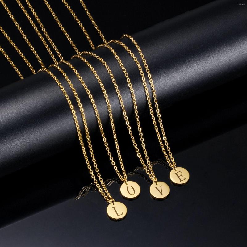 

Choker Stainless Steel Letter A-Z Round Pendant Necklace For Women Coin Alphabet Jewelry