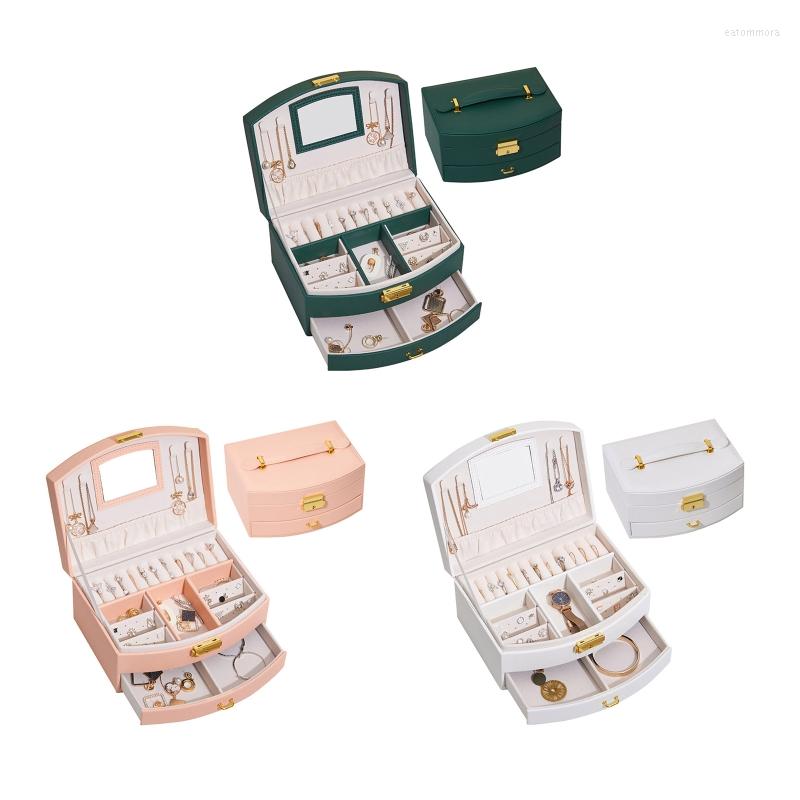 

Jewelry Pouches 2 Layer Portable Travel Case Storage Box Organizer With Lock
