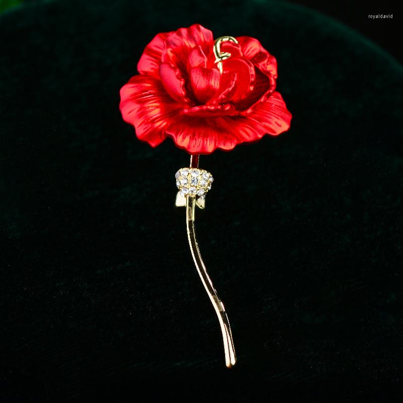 

Brooches OKILY Delicate Micro-set Zircon Carnation Elegant Atmosphere Flower Pin For Woman Accessories Jewelry Mother's Day Gift