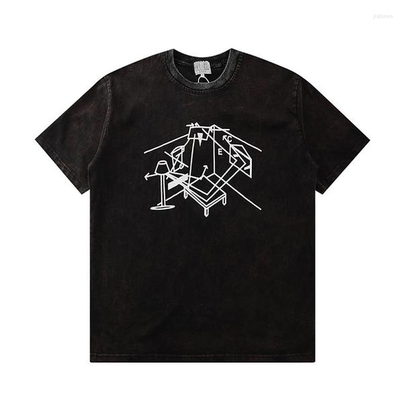 

Men' T Shirts 22SS Geometric Pattern Printing Cavempt Shirt Men Women EU Size Cotton Top Tees Hip Hop Summer Genshin Impact, Black