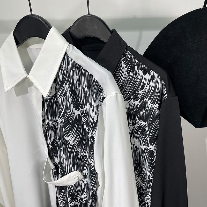 

Men's Casual Shirts Men Owen Seak High Street Style Men's Clothing Spring Male Autumn Print Long Sleeve Black