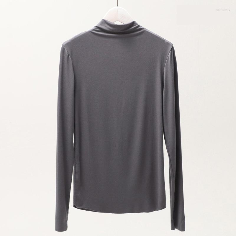 

Women's T Shirts Spring Fall Women Seamless Grey Shirt High Collar T-shirt For Girls Modal Large Size UnderShirt Female Tops Tees Turtleneck, Khaki