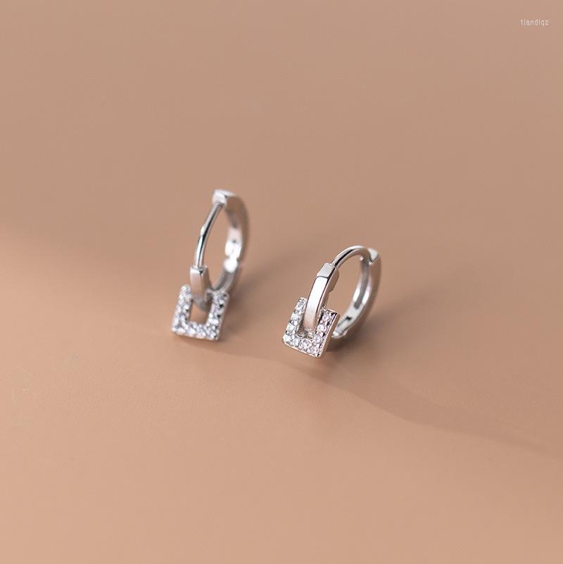 

Hoop Earrings 925 Sterling Silver CZ Square Huggie Jewelry A1225