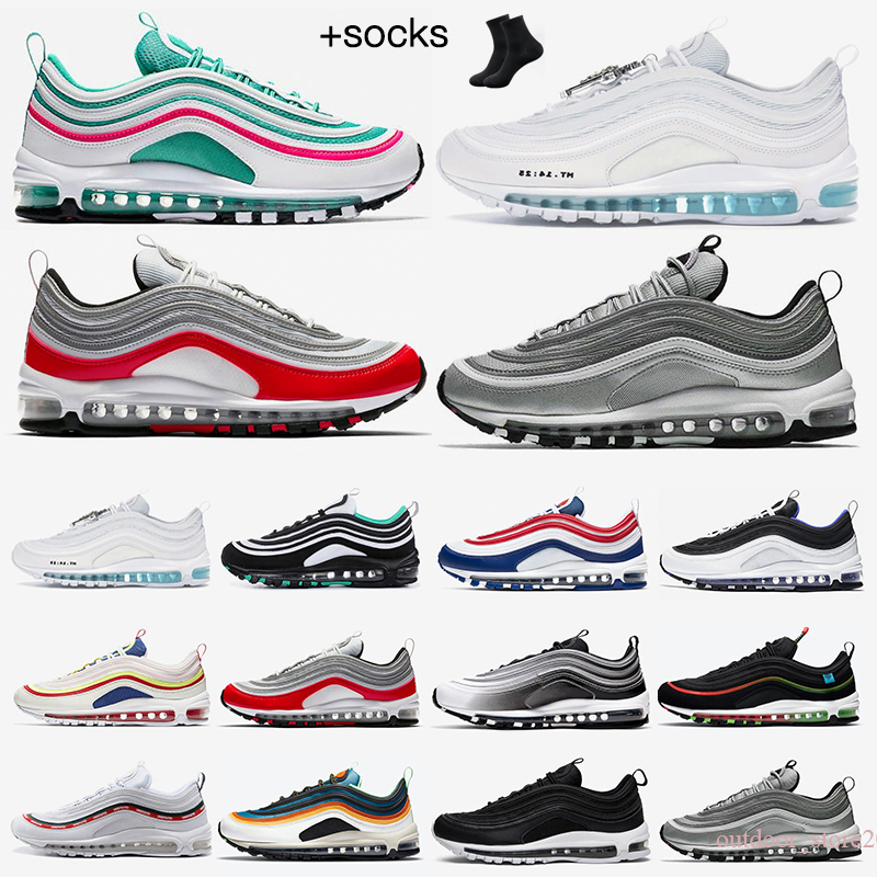 

Slippers 97 OG Running Shoes Mens Womens MSCHF x INRI Jesus Sean Wotherspoon 97s Triple black UNDEFEATED UNDFTD Silver Bullet White Gum Woven Good Sneakers Trainers, Color 16