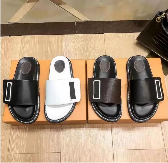 

Slippers Slipper Ladies Sandal Beach Shoes Flip-Flops Sandals Pu Leather Designer Ladies Flat Bottom Classic Old Flower Summer Sand, Box