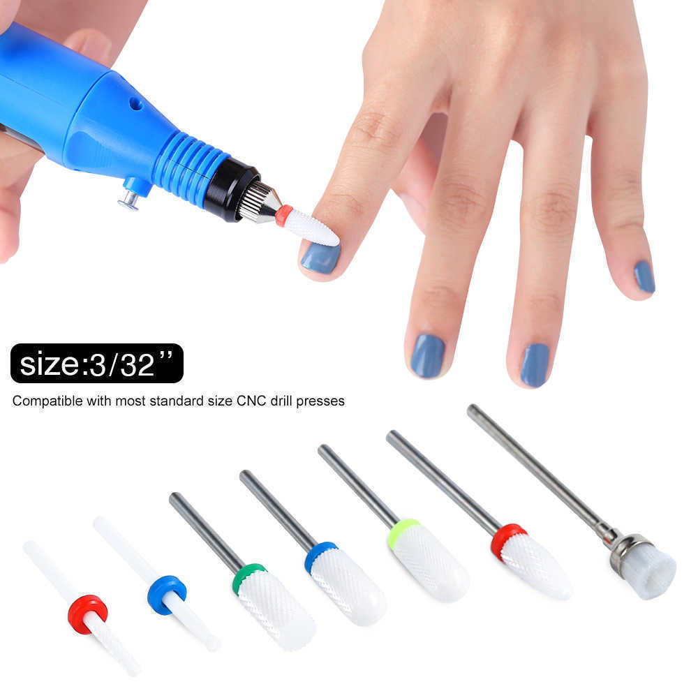 

7Pcs Carbide Ceramic Nail Drill Bits Set Gel Polish Remove Dead Skin Milling Cutters Clean Tools Nail Art Equipment Accessory