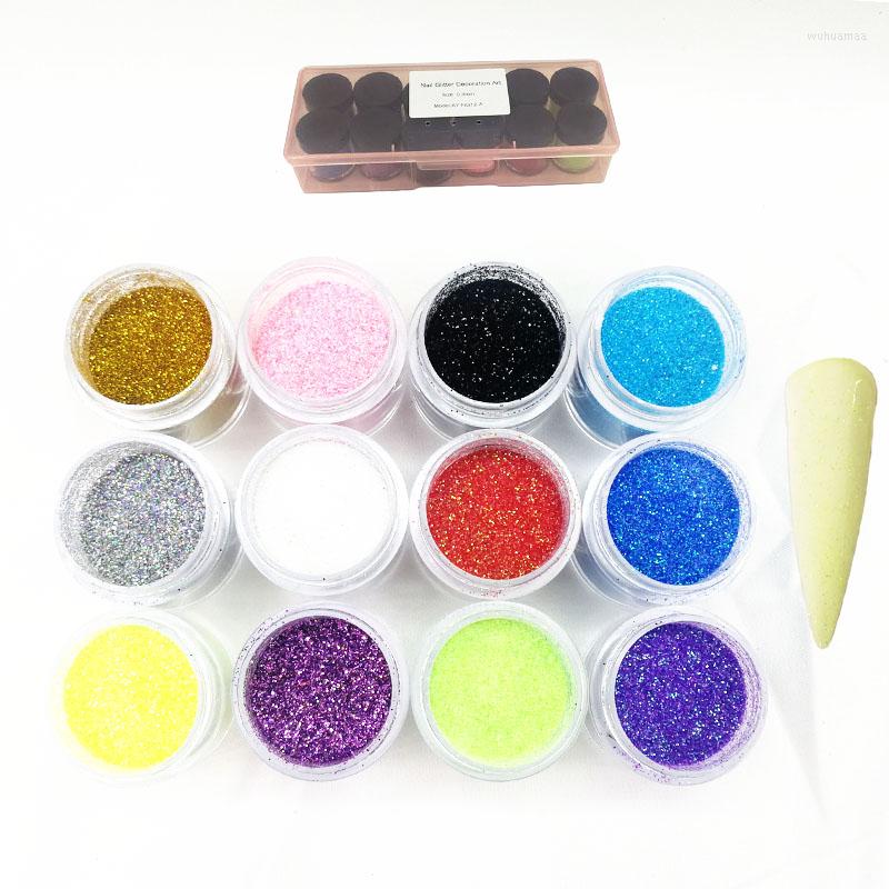 

Nail Glitter For Decoration Art Accessories Powder Making Dipping Additive AB 12 Colors Discoloration Shiny UV Gel