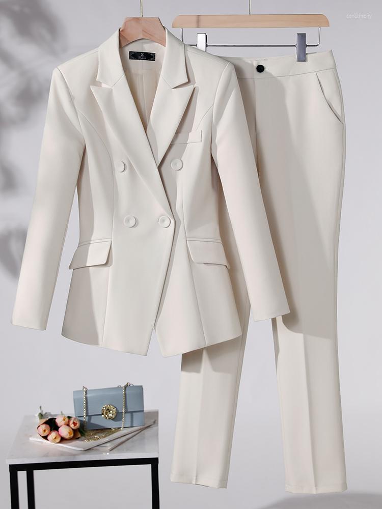 

Women' Two Piece Pants Red Black Blue Apricot 2 Set Formal Pant Suit Women Female Blazer Jacket And Trouser For Office Ladies Work Wear, Black 2 piece set