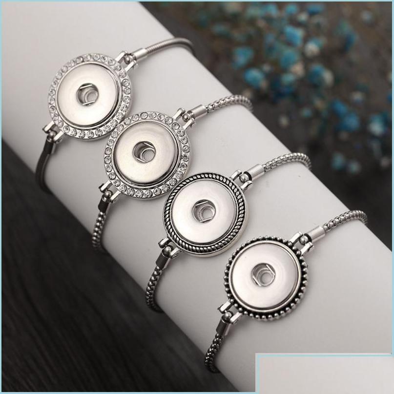 

Charm Bracelets Many Styles 100Pcs/Lot Adjustable Chain Metal Snap Bracelet Fit 18Mm Buttons Diy Jewe Otyjt