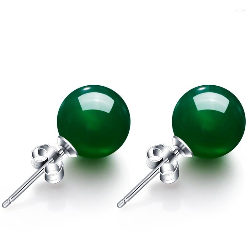 

Stud Earrings Silver S925 Bizuteria Jewelry Natural Jade Earring Kolczyki For Women Emerald Brinco Gemstone 925