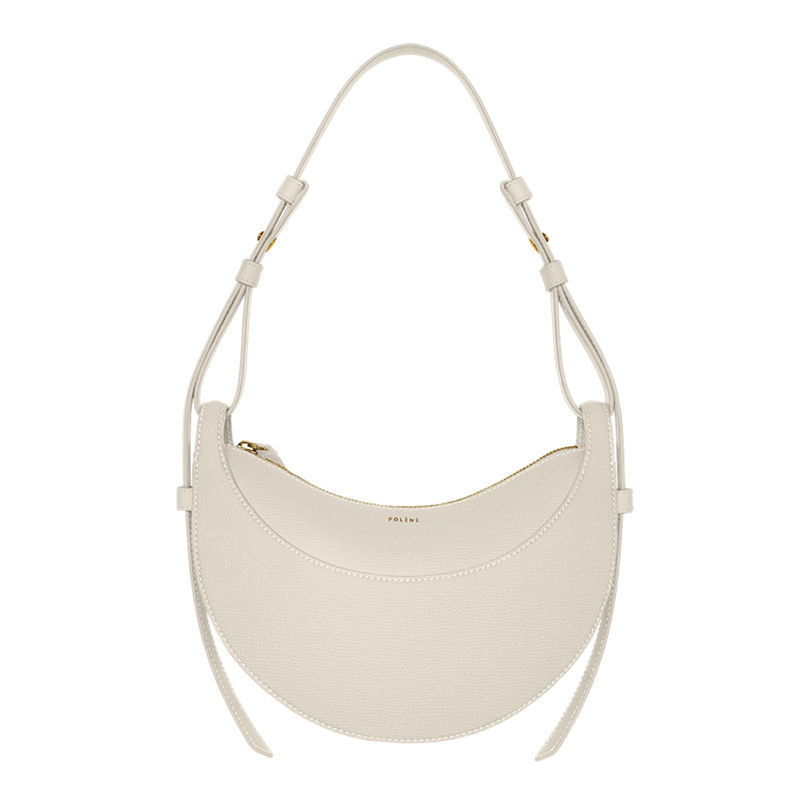 

polene bag Evening Bags Polene Numero Dix Half-Moon bag Full-Grain Textured/Smooth Calf Leather Tote Designer Zip Closure Crossbody Fashion Women Hobo UQFQ, Chalk textured small