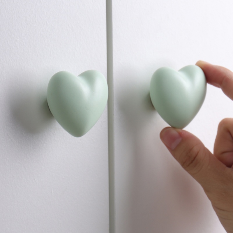 Ceramic Heart Shaped Cabinet Knobs Drawer Pulls, Versatile Hardware for Home Kitchen, Bedroom, Bathroom, Closet, Office & All Kinds of Furniture-image-1073558482