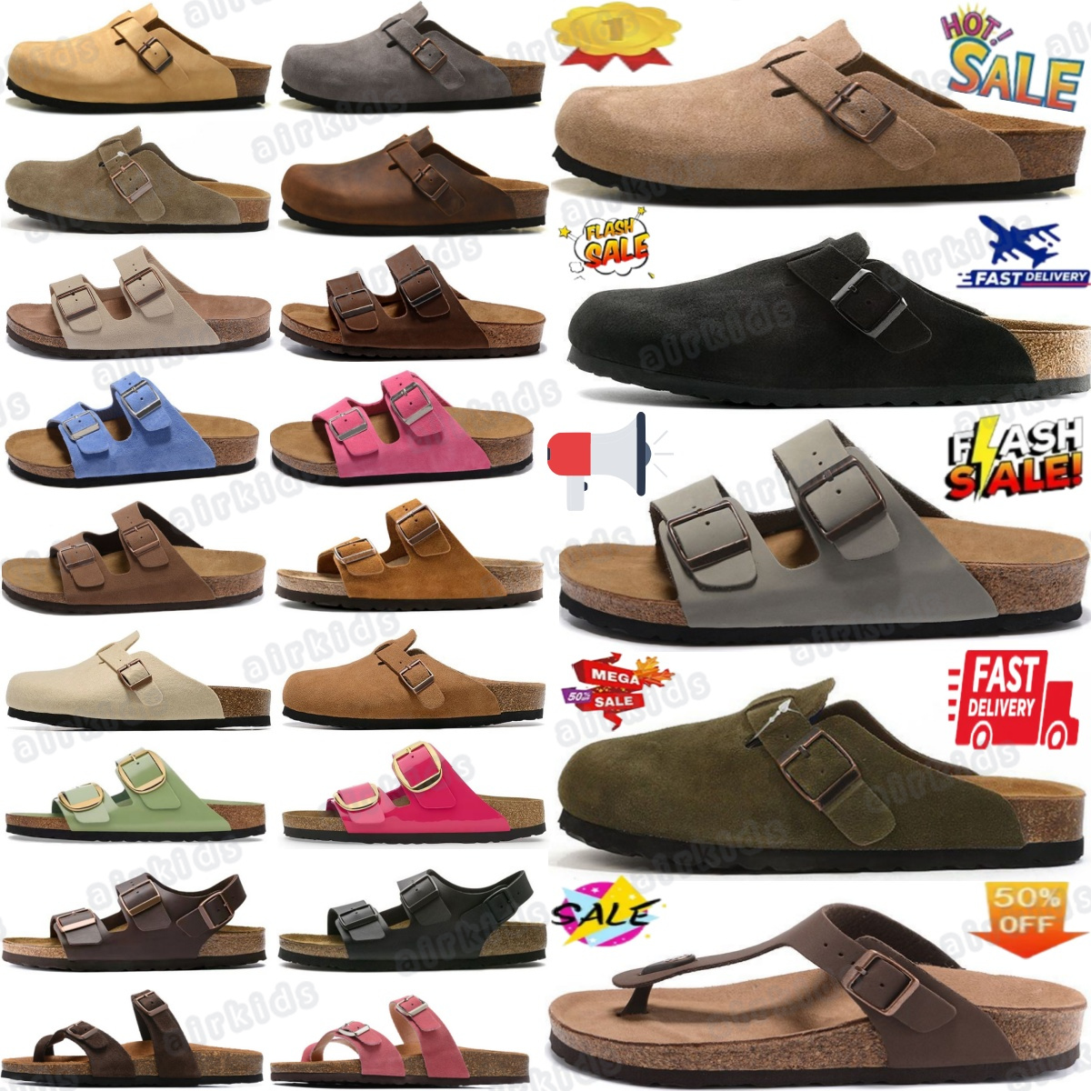 Soft Footbed designer sandals slippers clog bostonnes clogs bostonclogs slides Boston Suede Taupe black Light Rose Mocha arizona mocha brown women m