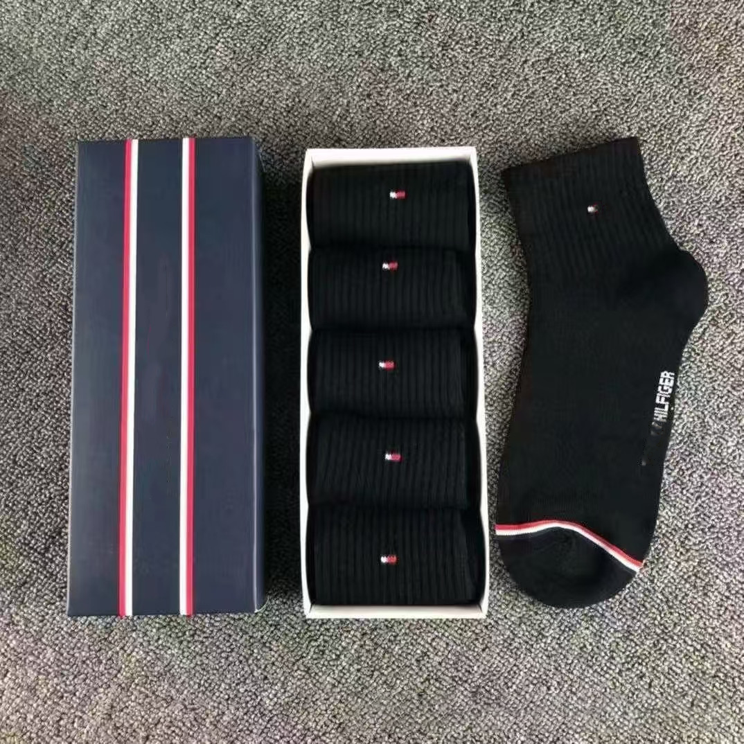 Socks Business Men's Classic Socks Mens Brand 5 Pairs Pack Fashion Casual Cotton Solid Color Autumn Winter Breathable Comfortable Designer Gift