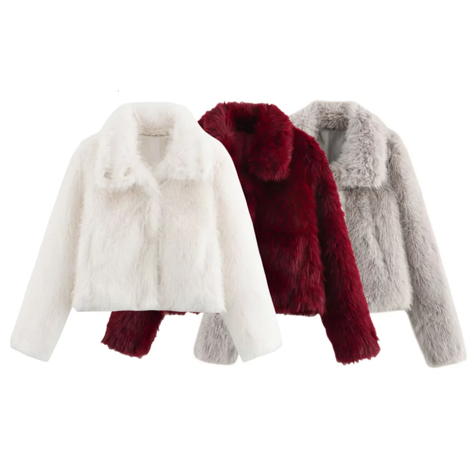 BSKTRAF autumn and winter womens elegant artificial fur effect longsleeved standup collar short fur coat 250901BJ