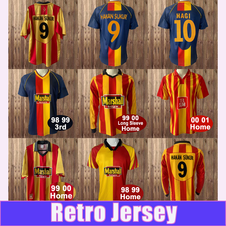 1998 2000 Galatasaray Retro Mens Soccer Jerseys HAGI CAPONE HAKAN SUKUR Home Yellow Red 3rd Football Shirts Short Sleeve Vintage Adult Uniforms