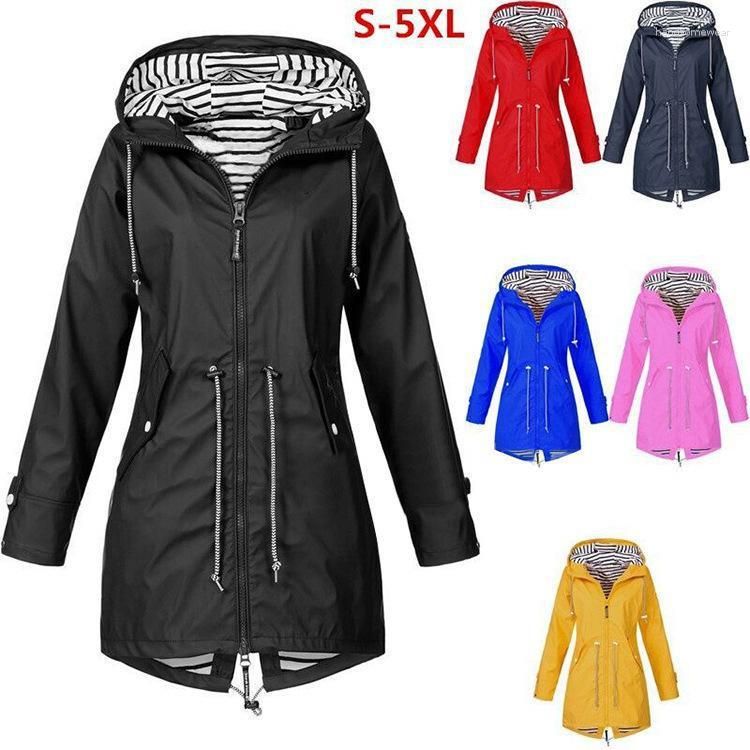 Outdoor Waterproof Hooded Raincoat Women's Jackets S-5XL Windbreaker Coat Women Rain Jacket Spring Autumn Solid Basic Plus Size