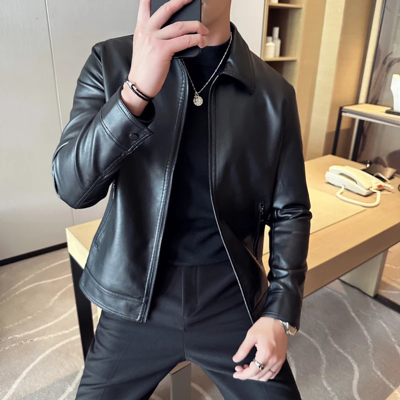 Couber à moto à la mode masculine Motorcycle en cuir Pu en cuir collier Collier Cardigan Veste en cuir en cuir Vestes en cuir 250920