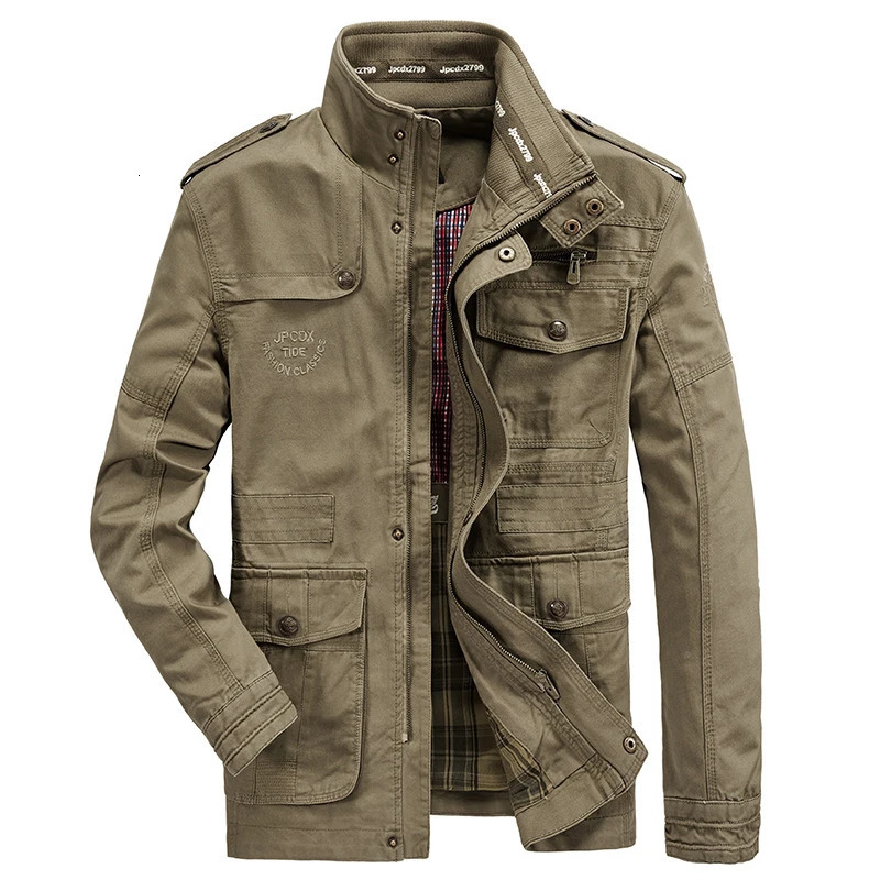 Veste militaire d'automne veste décontractée mèche collier de coton manteaux d'affaires hommes multipockeurs vestes briseurs vestes 7xl250831