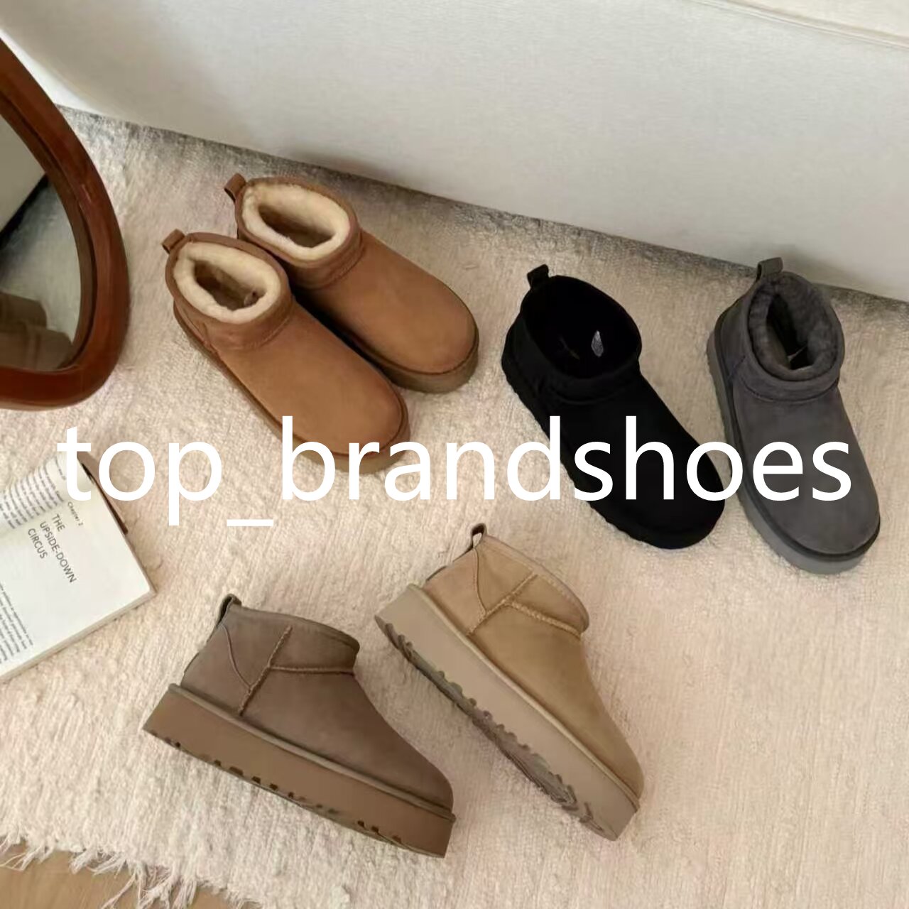 Women's Designer Ankle Boots with Soft Fur Lining - Cold Weather Comfort & Style