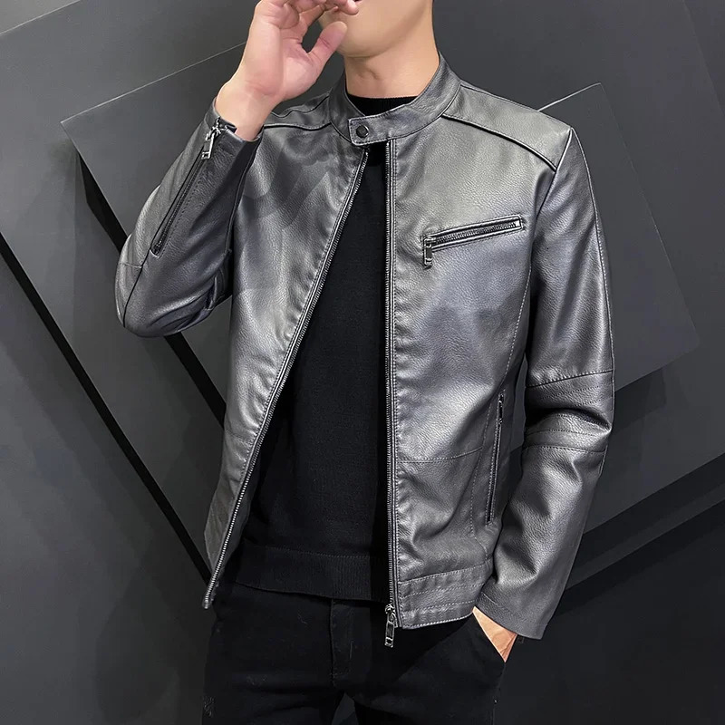 Veste en cuir de vêtements d'extérieur mâle hommes hommes slim fit blaser manteau hommes mode veste en cuir streetwear vestes de motard décontrac
