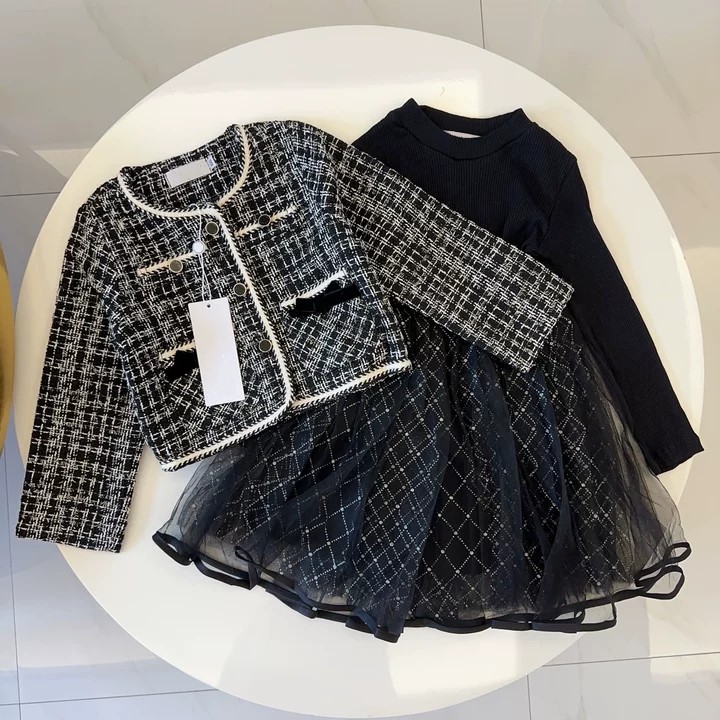 designer girls set kids Coat skirt sets toddlers clothing sets children baby clothes spring autumn winter Youth black white pink clothes f7zY#