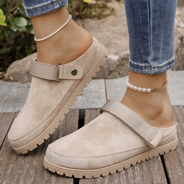 Free Shipping 2025 New Style Minimalist Design Round Platform Low Top Women Slippers Adjustable Strap Covered Toe Plus Size 36 41