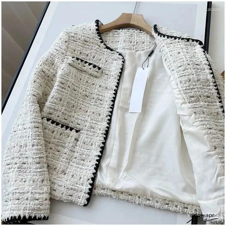 Womens Jackets Spring Autumn Jacket Design Fashion Sweet Tweed Blazers Women French Elegant Office Lady Woolen Short Suit Coats8