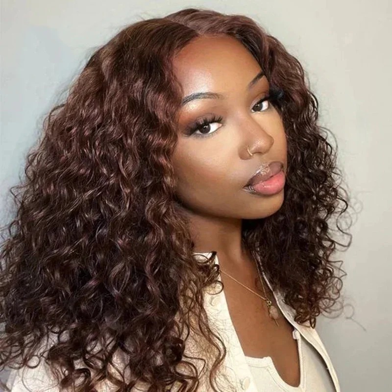 Wear And Go Chocolate Brown Curly Human Hair Wig High Density 13x4 13x6 Deep Wave Lace Frontal Wigs For Women Pre Plucked Gluelesss 100 Brazilian Wig 41$