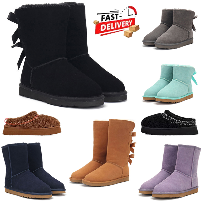 free shipping designer tazz tasman boots slippers classic winter warm womens mini half snow thick sole boot ankle booties slipper white grey Boots