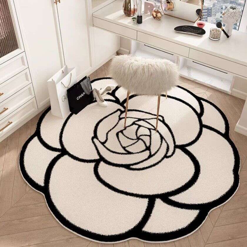 Best Lanjia- Luxury High-End Camellia Irregular Round Living Carpet Bedroom Bedside Rug Cloakroom Study Room Swivel Chair Mat 28F89-image-1073422695