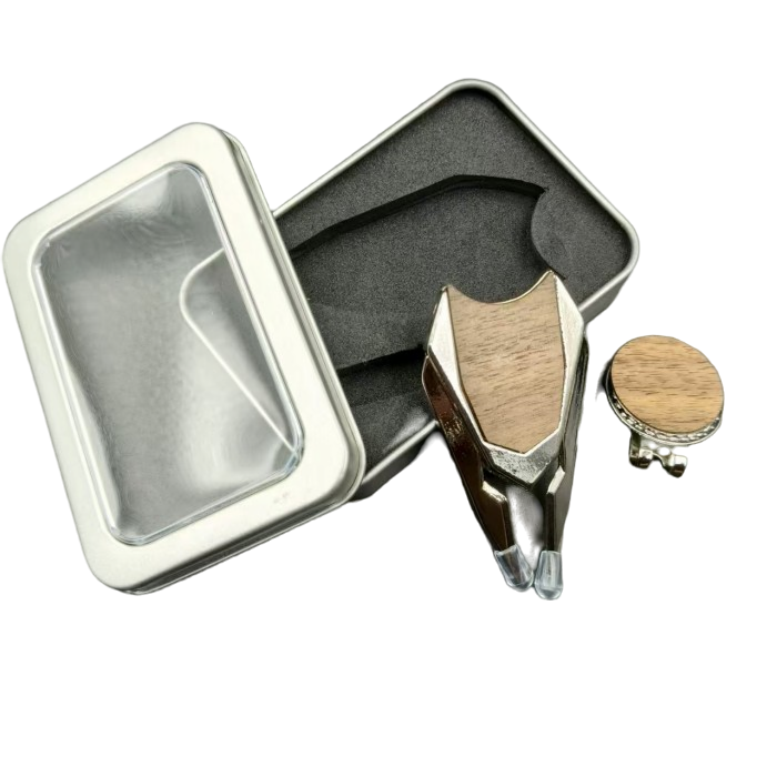 Metal Golf Divot Tool Hat Clip Gift Set Set Golf Repair Tool with Shield Shape Wood Ball Marker Factory Wholesale-image-1080286762