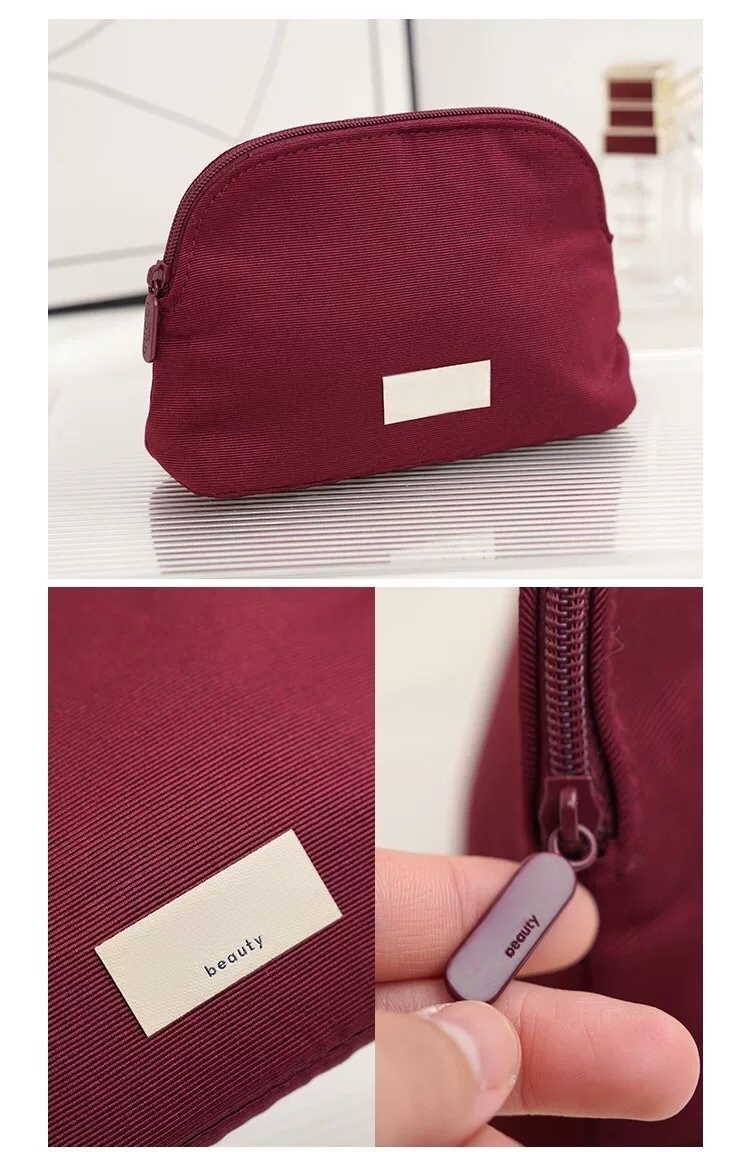 Nouveau sac de maquillage luxueux bordeaux forme demi-coque pochette portable porte-monnaie en stock