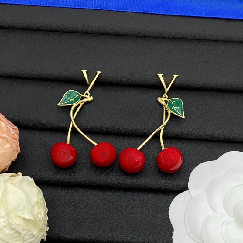 Designer Cherry Series Necklace Bracelet and Earring Set Women's Luxury Jewelry Set Designer Necklace Cherry Golden Bracelet Earrings-image-1073479556