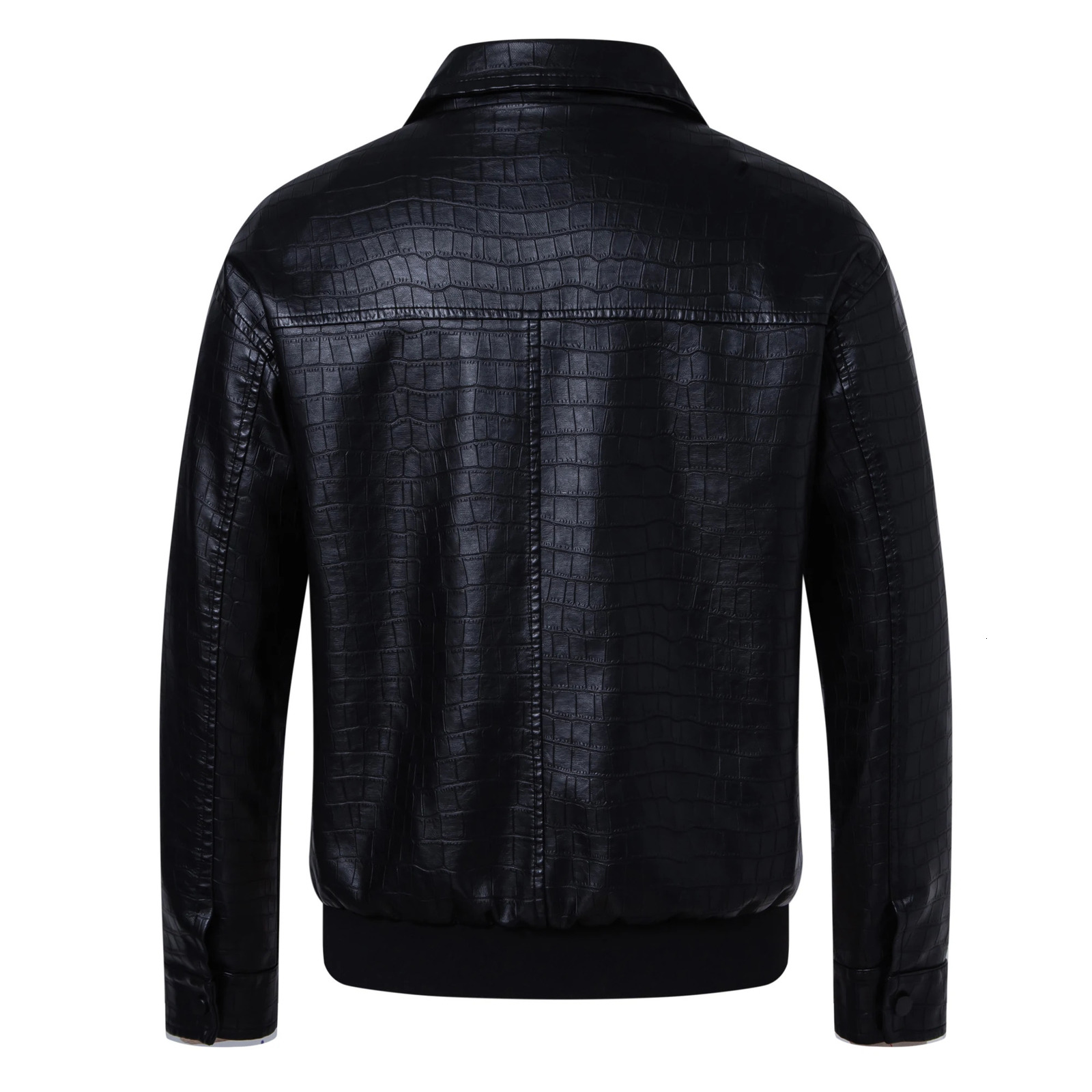 Mens faux PU leather jacket with vintage lapels 250920