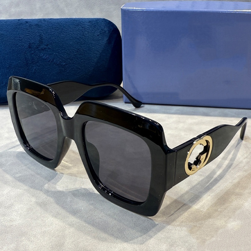 Luxury womens designer sunglasses Double G polygonal mens hollow classic frame outdoor beach sunglasses womens exquisite gift box