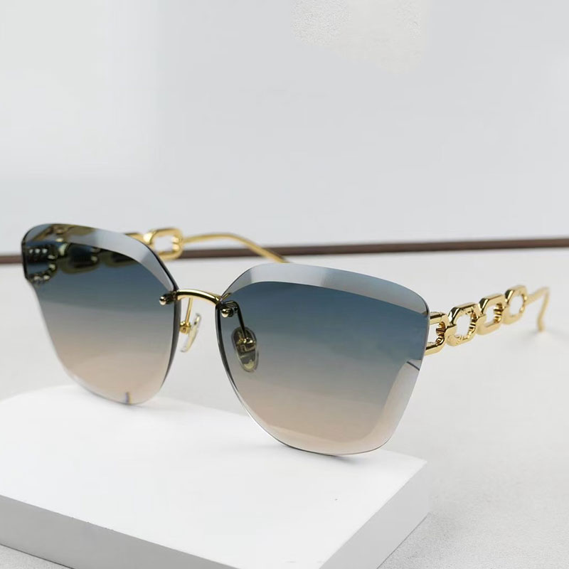 Luxury Jewel Cat Eye Gradient Blue lenses Sunglasses for Women Designer frameless cat eye shaped sunglasses Z2142U outdoor vacation glasses UV400-image-988456924